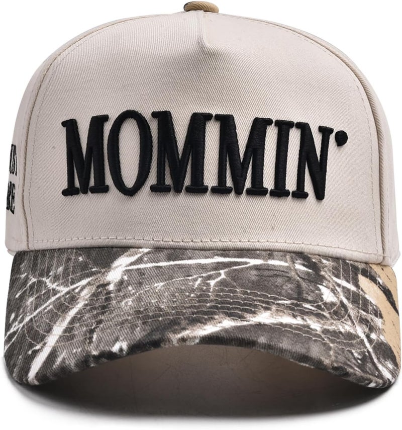 Asadovce Mommin Trucker Hat for Women Embroidered Mom Baseball Cap Adjustable Canvas Vintage Hat for Casual Wear - Image 1